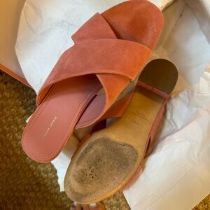 Mansur Gavriel, Suede 40mm Crossover Sandal - Blush, size IT 37.5, lightly worn